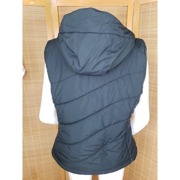 Jack Wolfskin Puffer Vest Womens L Black Hooded Sleeveless Jacket Microguard - Picture 3 of 15